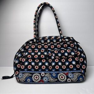 Vera Bradley Night Owl Navy and White Double Handle Pocketbook